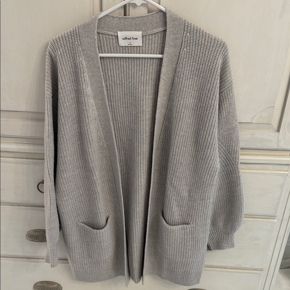 Aritzia Wilfred Free Women's Unwind Light Gray Open Cardigan - Picture 1 of 5